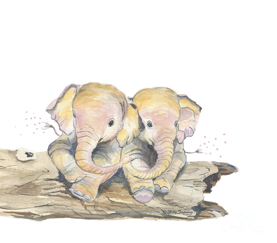 Happy Little Elephants Painting by Melly Terpening