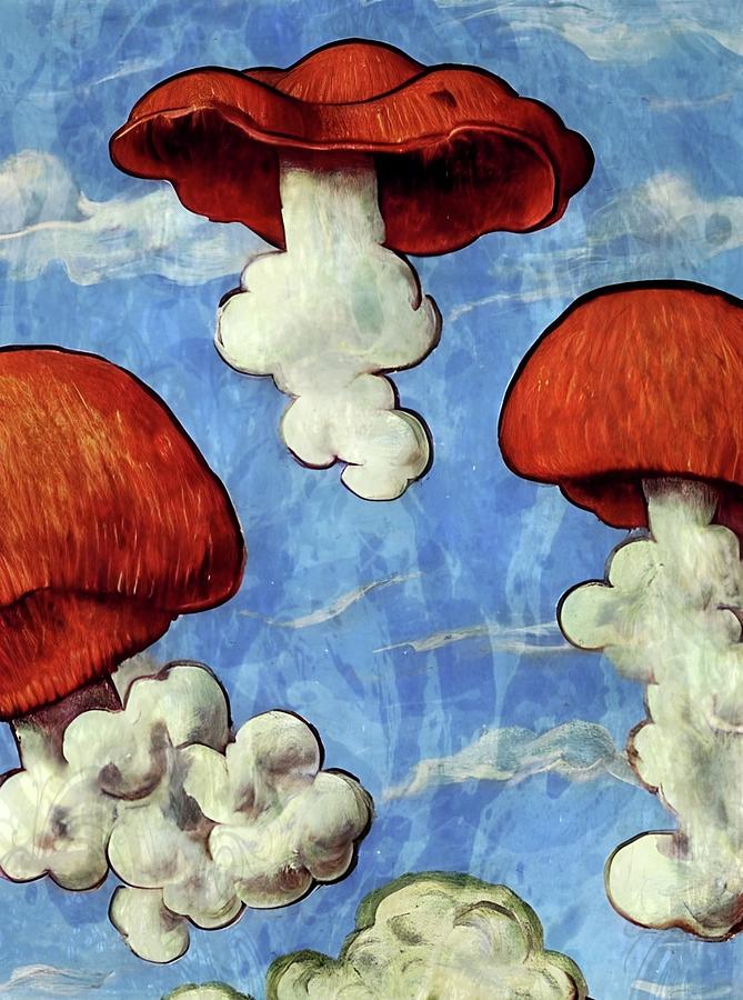 Happy Little Mushroom Clouds Digital Art by Ally White