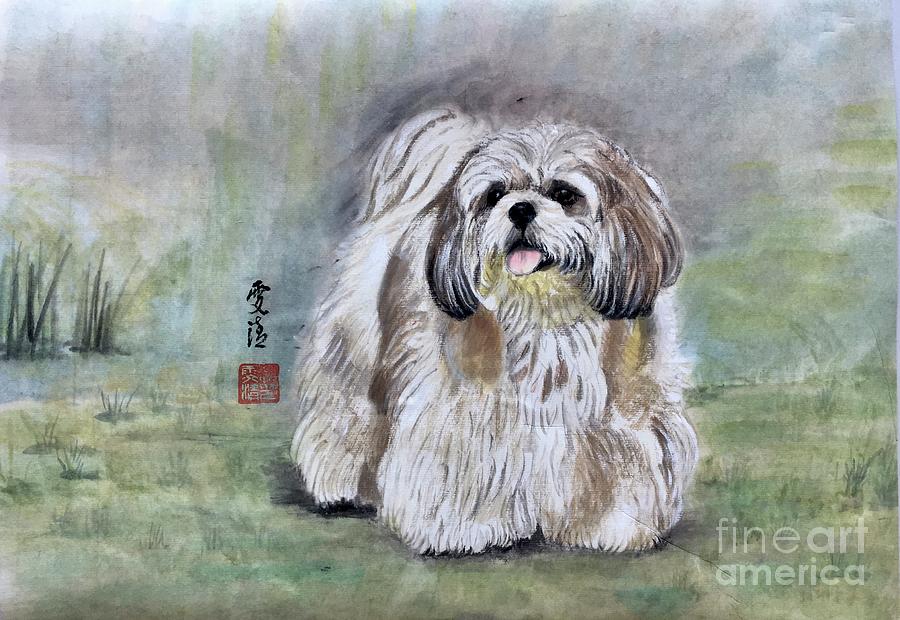 Happy Little Puppy Painting by Carmen Lam
