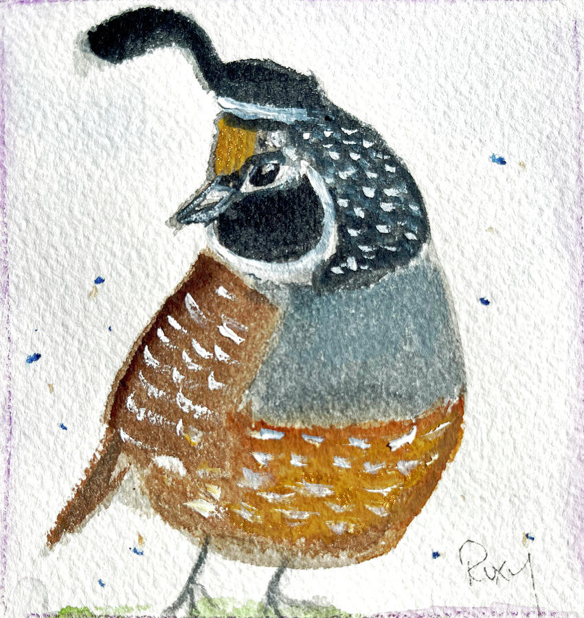 Happy Little Quail Painting by Roxy Rich