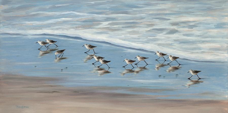 Sandpiper Painting - Happy Little Sandpipers by Tina Obrien