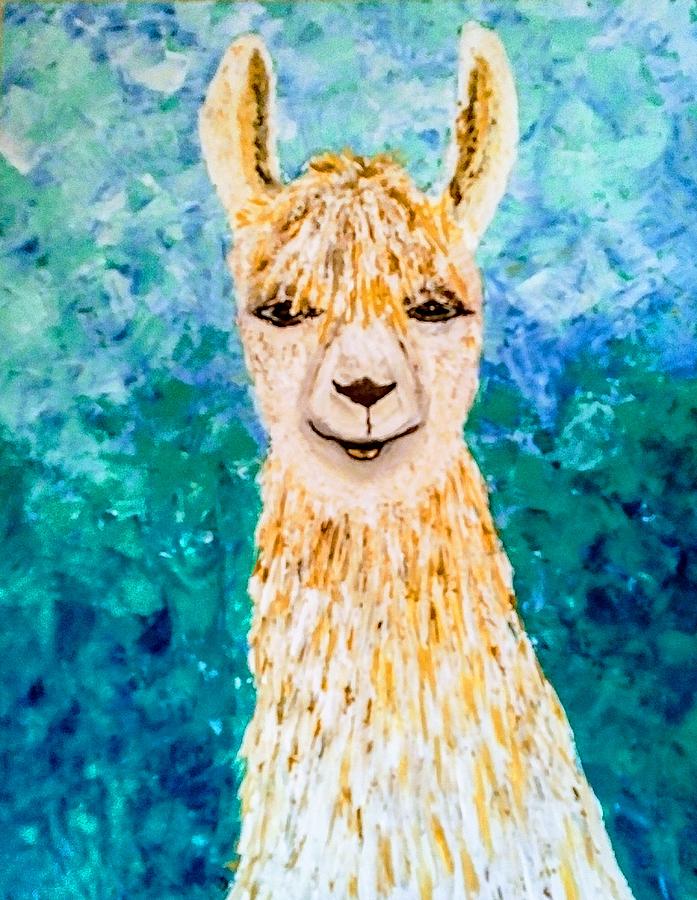 Happy Llama Painting by Lynne McQueen