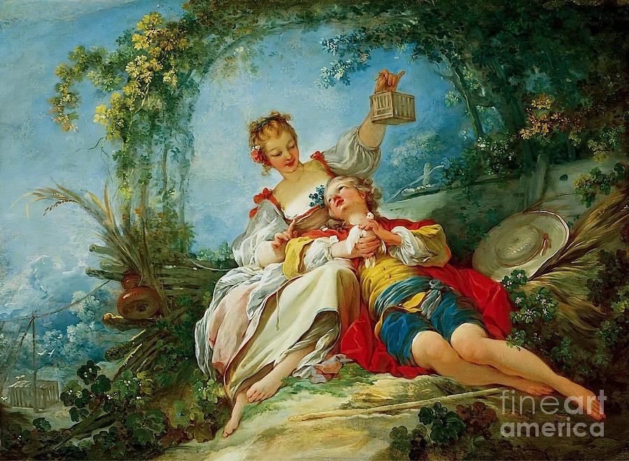 Happy lovers Painting by Jean-Honore Fragonard