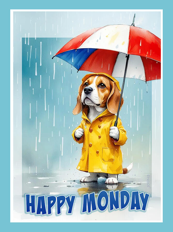Dog Drawing - Happy Monday by Greg Joens Dog Drawing - Happy Monday by Greg Joens