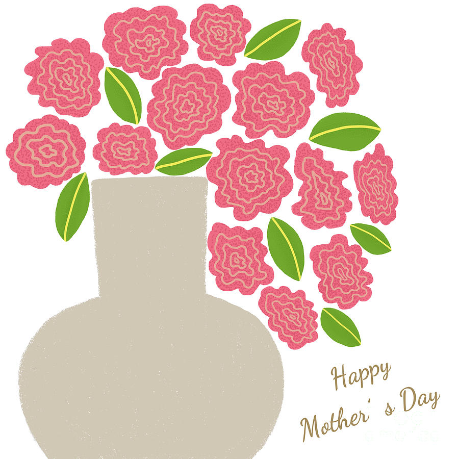 Happy Mothers Day Drawing by Min Fen Zhu