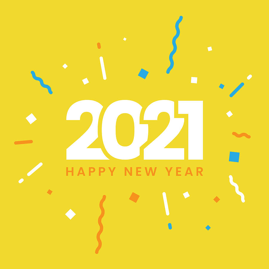 Happy New Year 2021 Flat Design. Drawing by Designer29