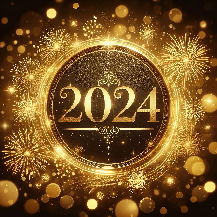 Happy New Year 2024 Digital Art by Kim Hojnacki
