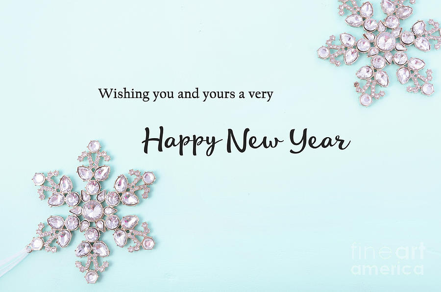 Happy New Year Greetings on Decorated Background. Photograph by Milleflore Images