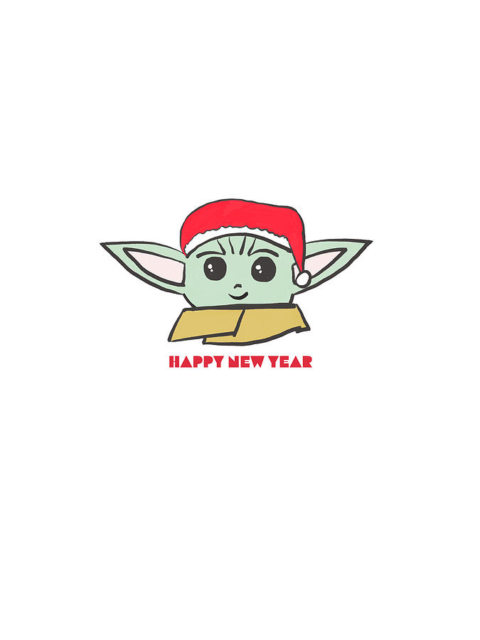 Happy new year- Grogu Digital Art by Bnte Creations
