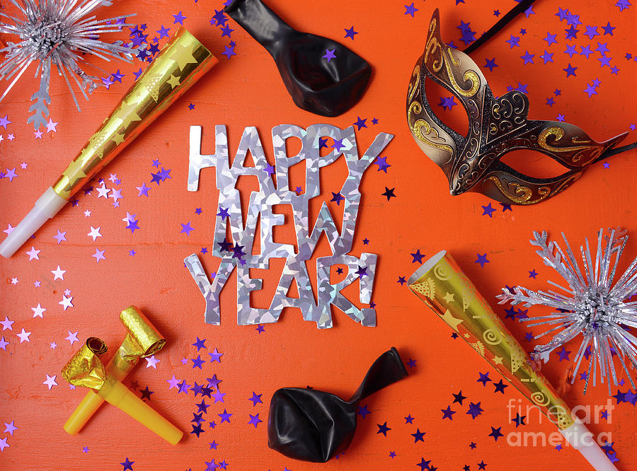 Happy New Year Party Decorations Photograph by Milleflore Images