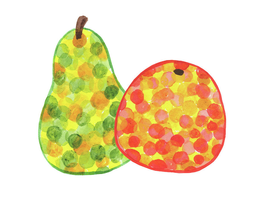 Happy Pair An Apple And Pear Watercolor Art I Painting by Irina Sztukowski