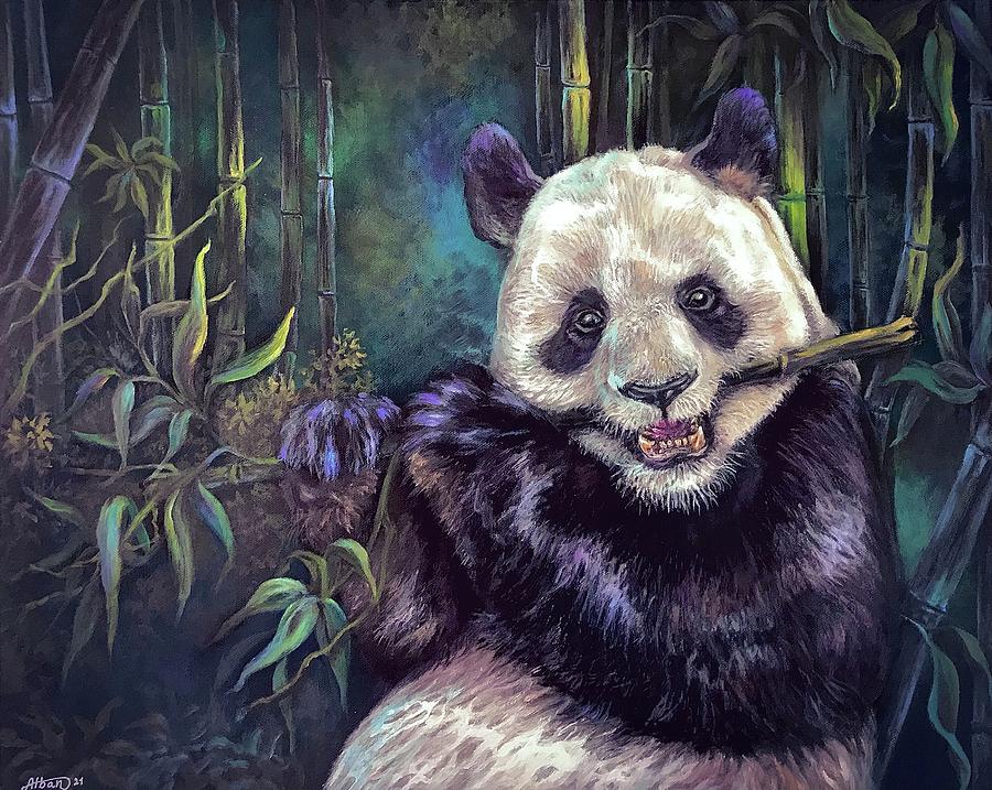 Happy Panda  Painting by Alban Dizdari