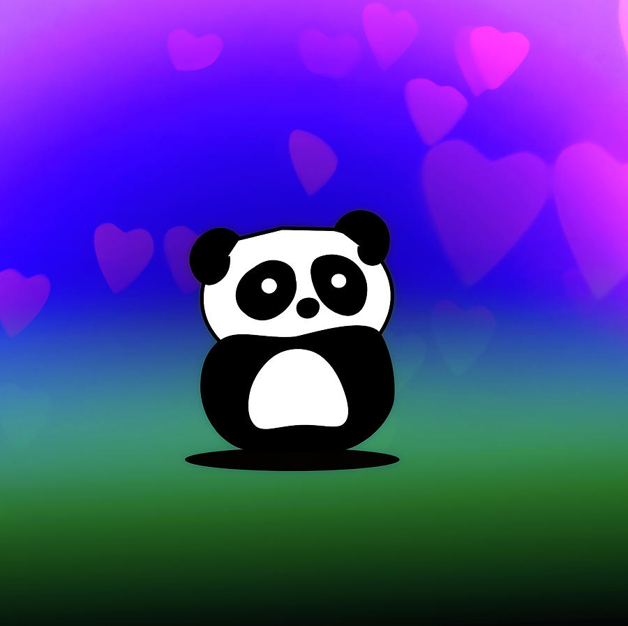 Happy Panda Hearts Digital Art by Dan Sproul
