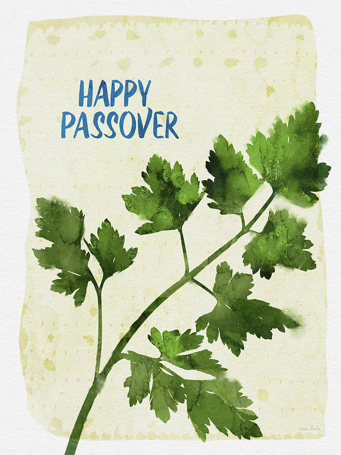 Happy Passover Herbs and Matzo - Art by Linda Woods Mixed Media by Linda Woods