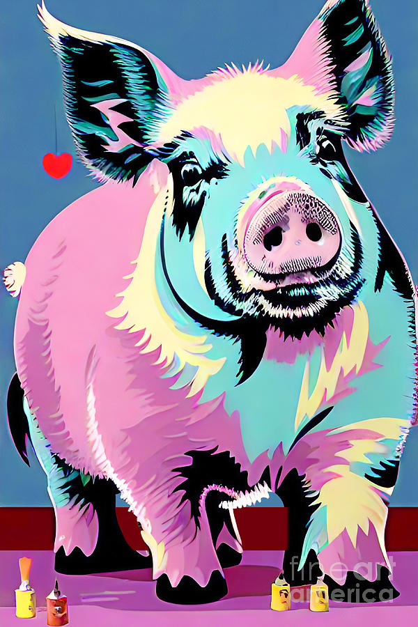 Happy Pig I Digital Art by Munir Alawi