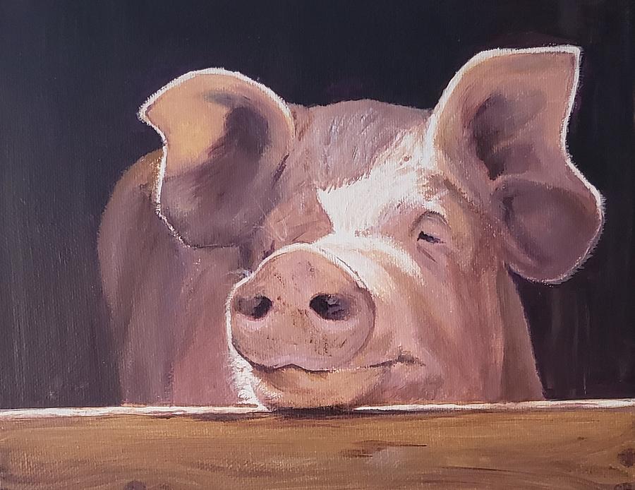 Happy pig Painting by Sabina Bonifazi