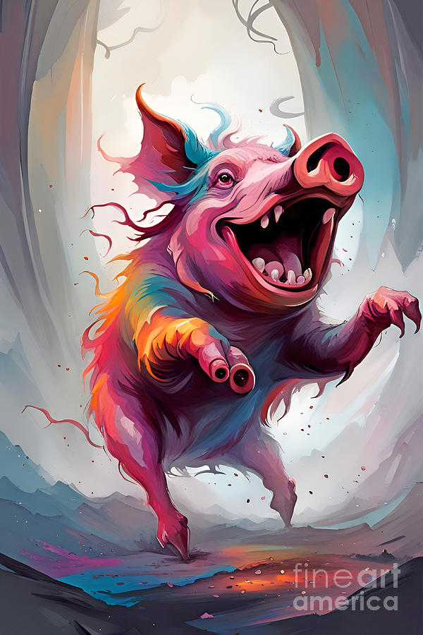 Happy Pig V Digital Art by Munir Alawi
