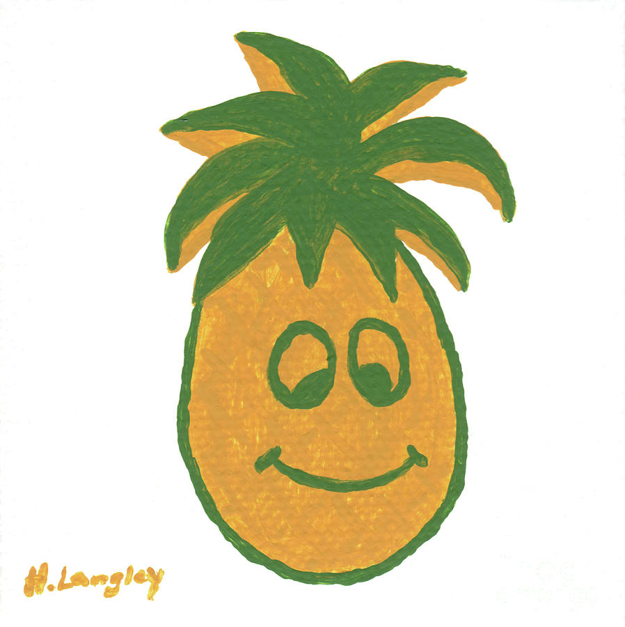 Pineapple Painting - Happy Pineapple by Helena M Langley
