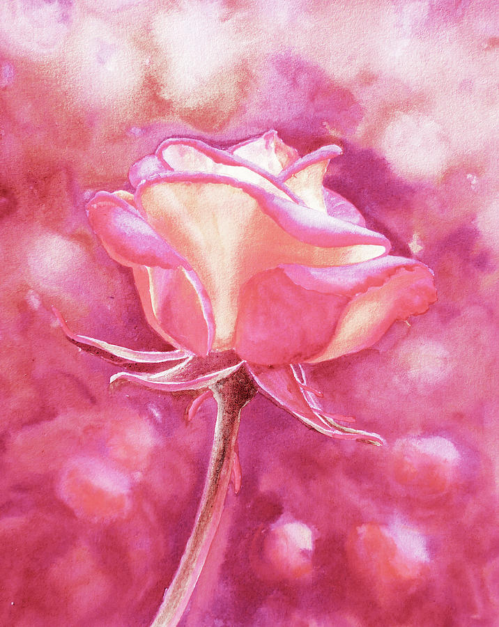 Happy Pink Rose Flower Under A Garden Sun  Painting by Irina Sztukowski