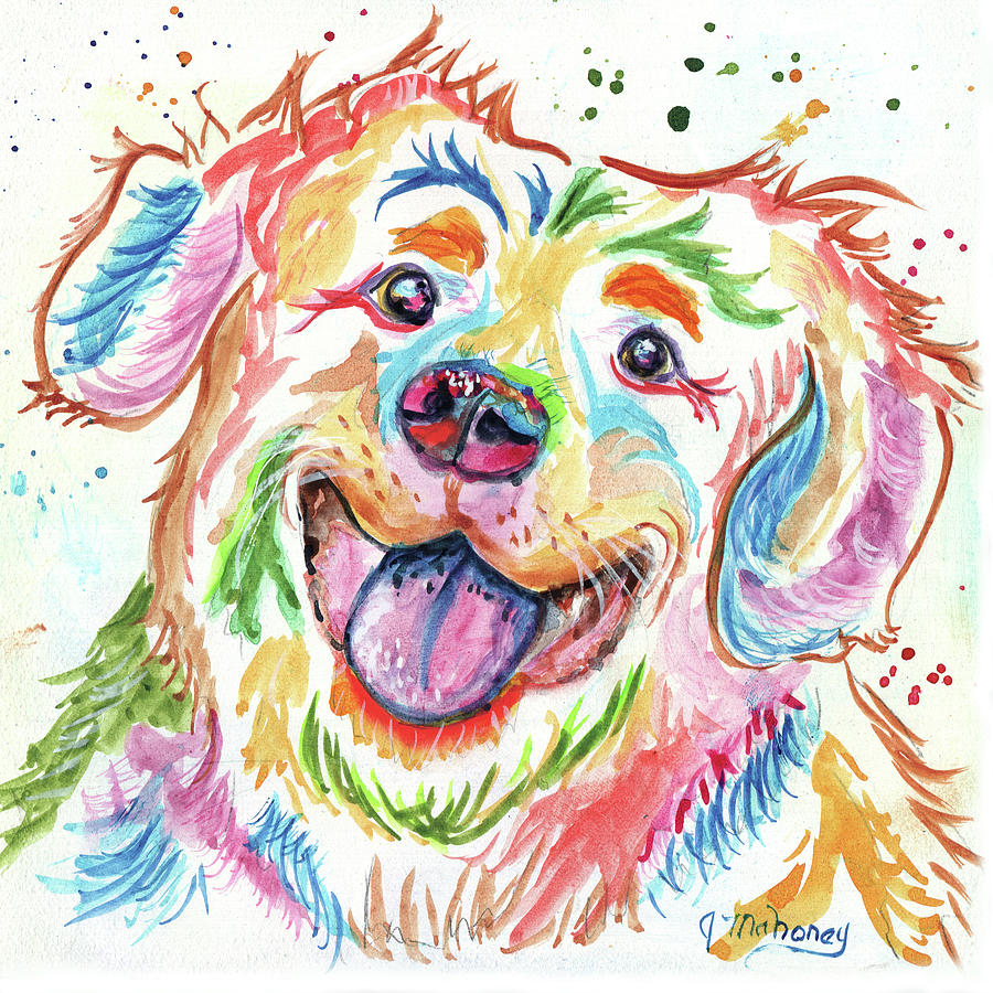 Happy Puppy Painting by Jeanette Mahoney