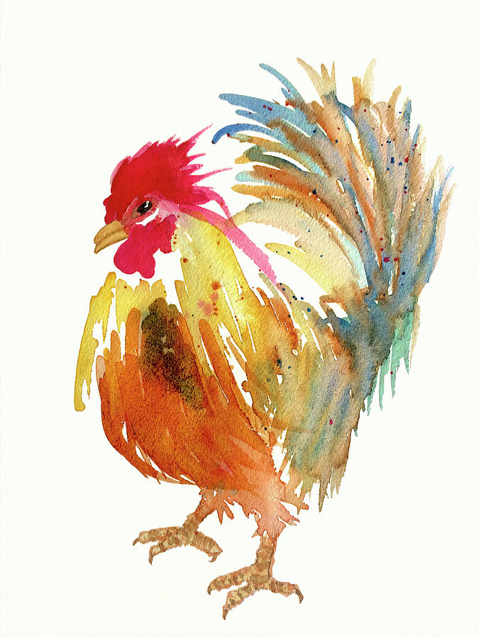 Happy Rooster Painting by Deborah League