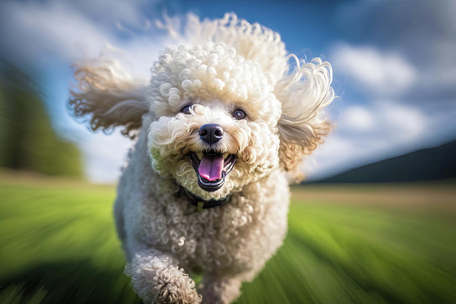 Happy Running Animal 02 Cute Poodle Dog Digital Art by Matthias Hauser
