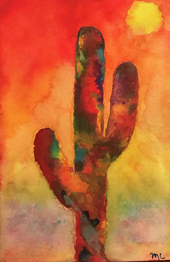 Happy Saguaro Painting by Mike Coyne