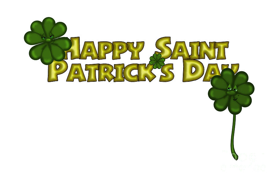 Happy Saint Patricks Day Greetings With Flirty Shamrocks Digital Art
