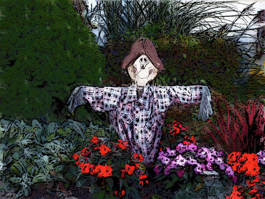 Happy Scarecrow Digital Art by Leslie Montgomery