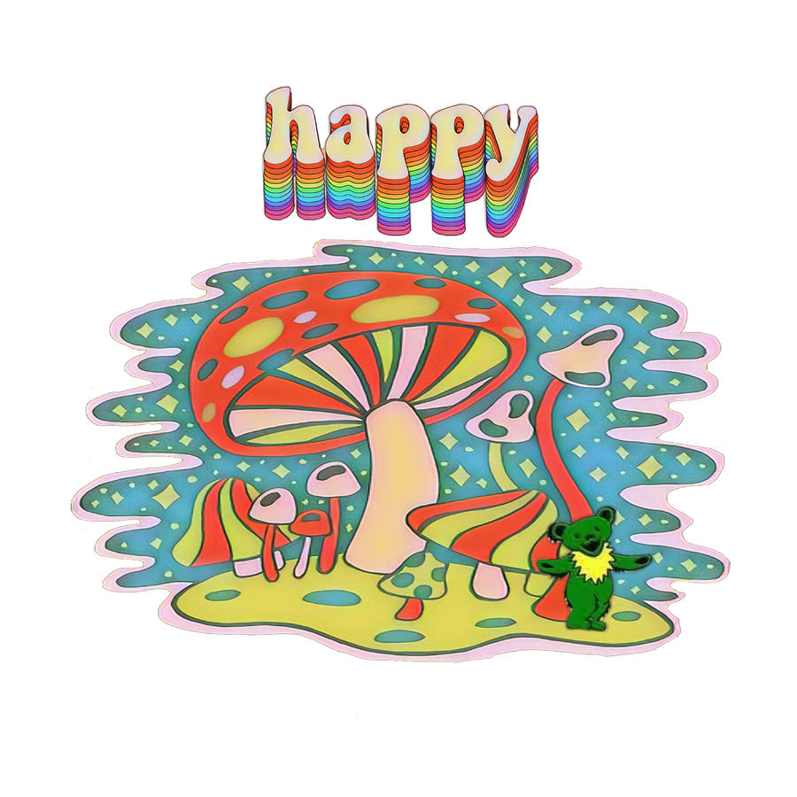 Happy Shrooms Poster hipster Painting by Roberts Graham | Pixels