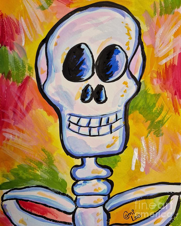 Happy Skeleton Painting by Cami Lee