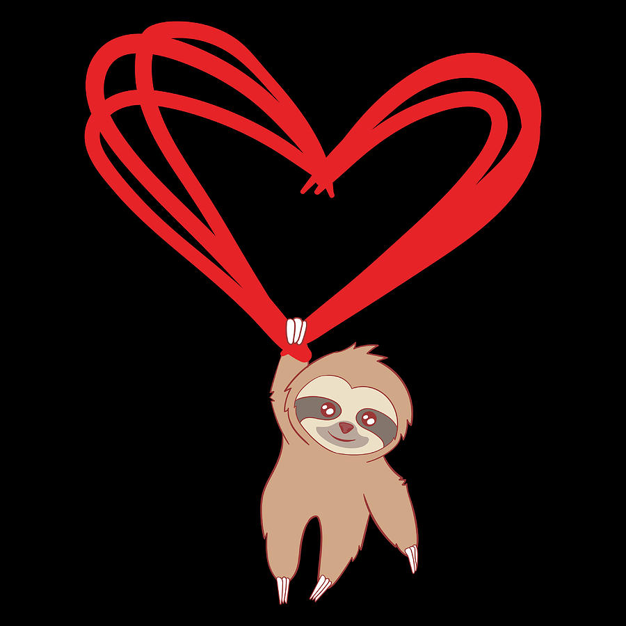 Happy Sloth Valentines Day Tshirt Design Heart Love Marriage