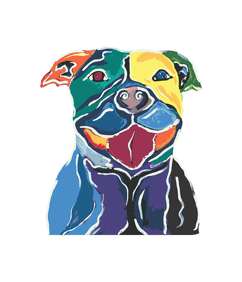 Dog Mixed Media - Happy Smiling Pit Bull by Sue Ann Russo