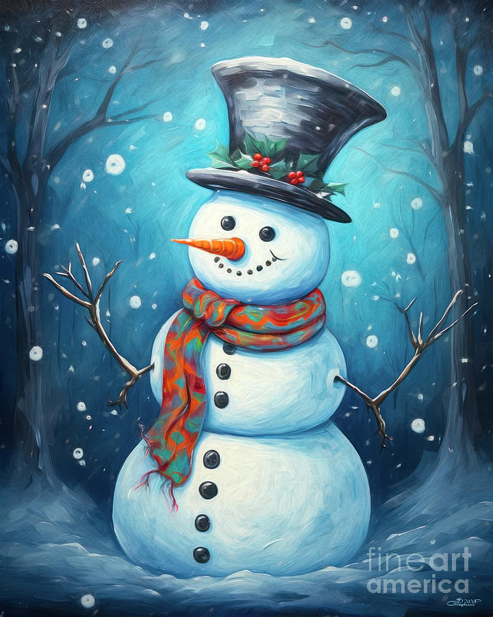 Happy Snowman Digital Art by Jutta Maria Pusl