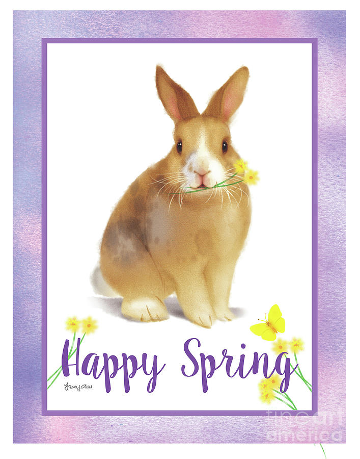 Happy Spring Bunny Painting by Tracy Herrmann