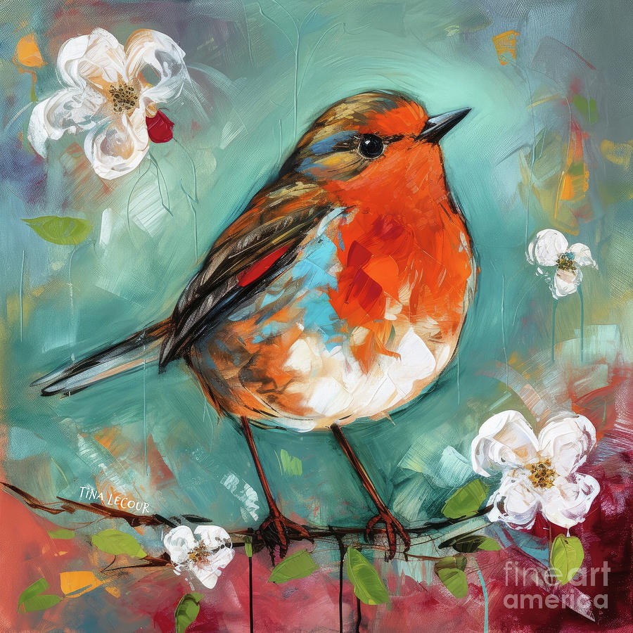 Happy Spring Robin Painting by Tina LeCour