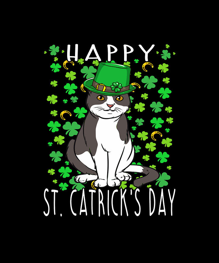 Happy St Catrick's Day Funny Cat St Patricks DAY Drawing by ...