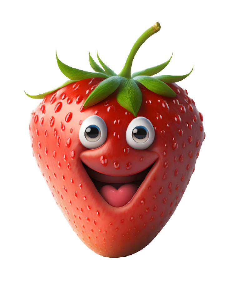 Happy Strawberry Digital Art by Vincent Carter - Pixels