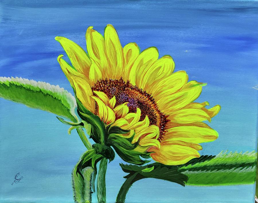 Happy Sunflower Painting by Randall Lechner - Fine Art America