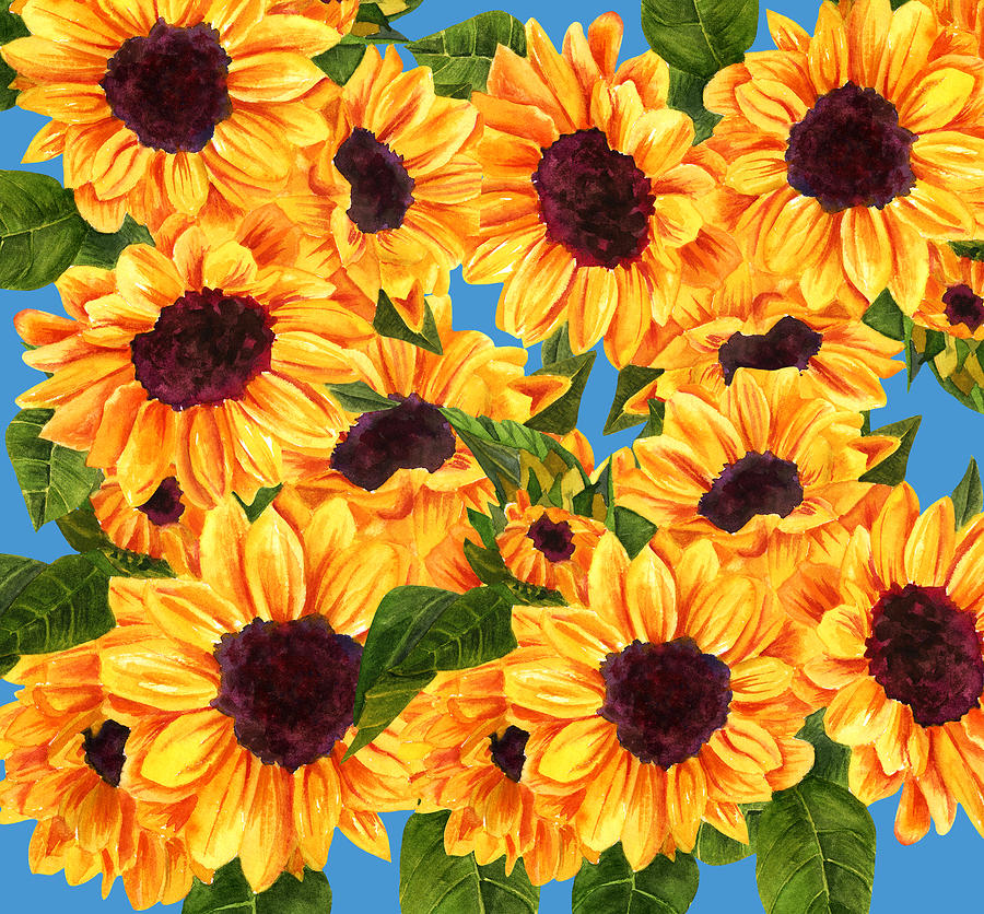 Happy Sunflowers Digital Art by Linda Bailey
