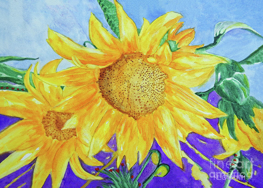 Yellow Painting - Happy Sunflowers by NL Galbraith