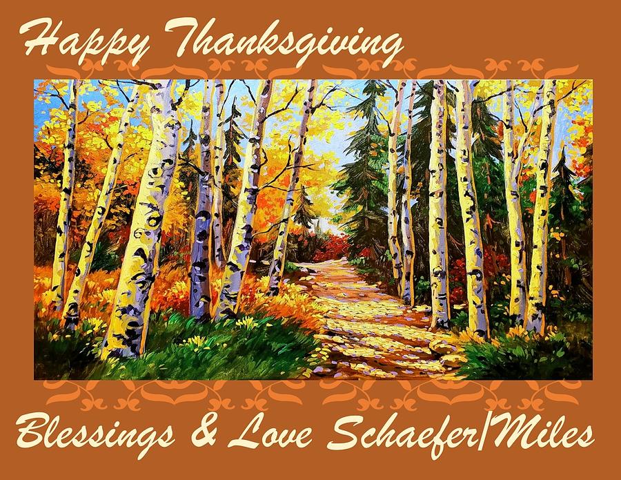 Happy Thanksgiving Autumn Mosaic Painting by Kevin Wendy Schaefer Miles