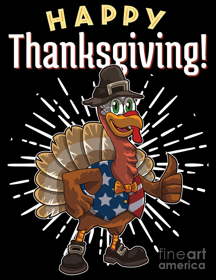 Happy Thanksgiving Patriotic Turkey Pilgrim Digital Art by Mister Tee ...