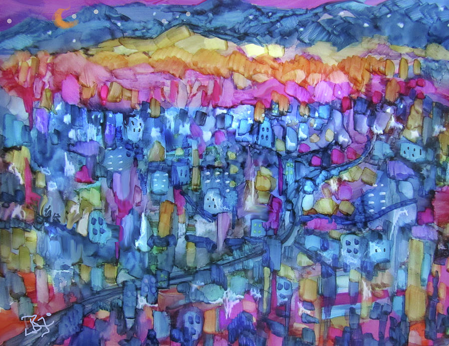 Happy Town Painting by Jean Batzell Fitzgerald