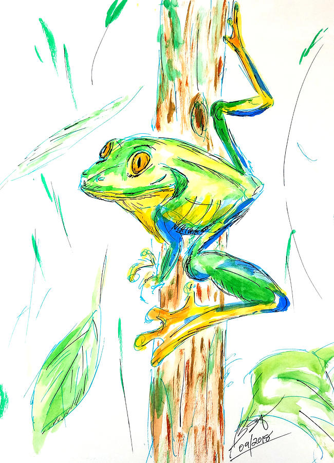 Happy Tree Frog Mixed Media by Brent Knippel