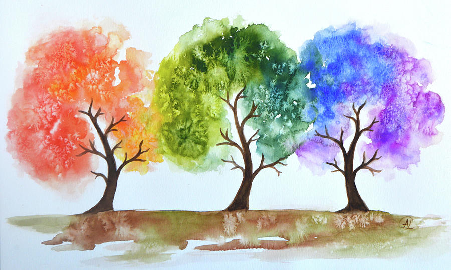 Happy Trees Painting by Agata Lindquist