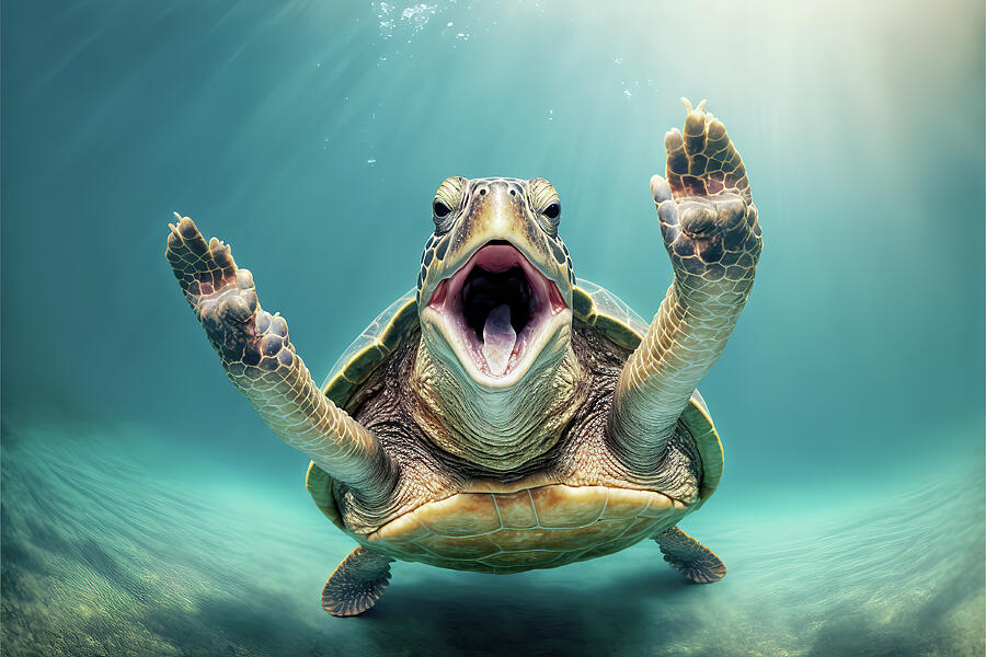 Happy Turtle Jumping Forward Digital Art by Jim Vallee