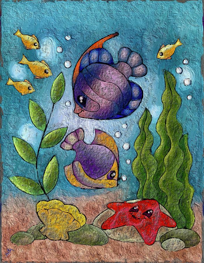 Happy Underwater Life Mixed Media by Anas Afash