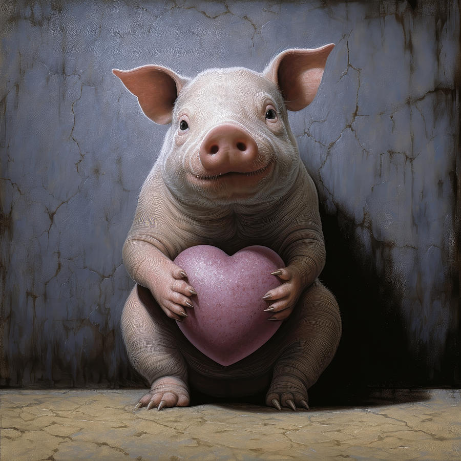 Pig Painting - Happy Valentine by My Head Cinema