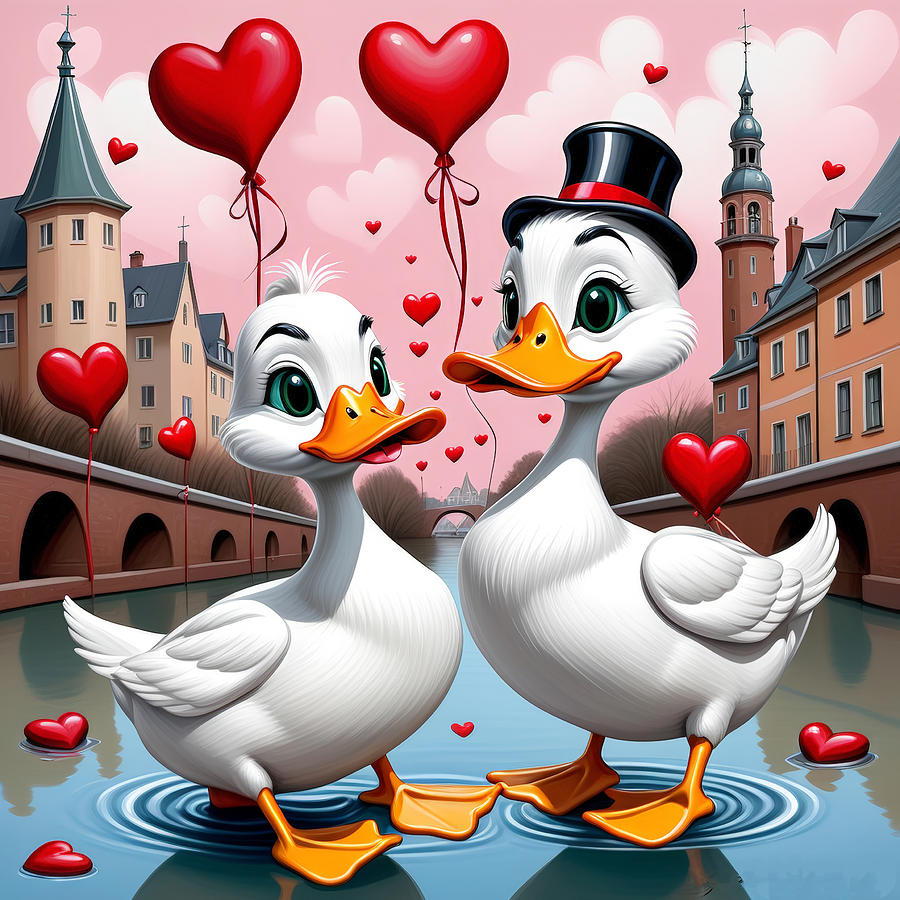 Duck Painting - Happy Valentines Day No.4 by My Head Cinema